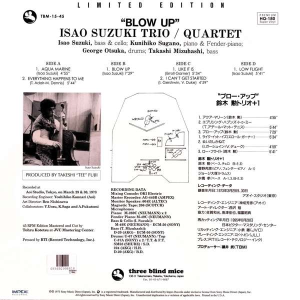 Suzuki, Isao Trio Quartet – Blow Up – Back – TBM – Ampex – Audio Elite Colombia