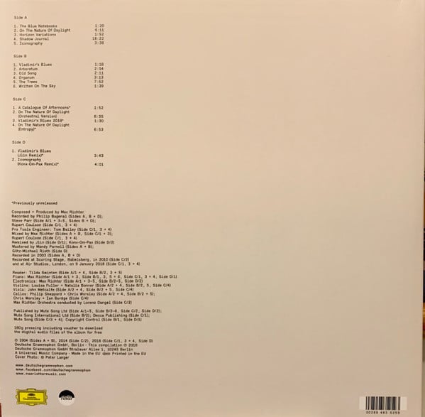 Max Richter – The Blue Notebooks (15 Years Anniversary Special Edition) – Back – Audio Elite Colombia