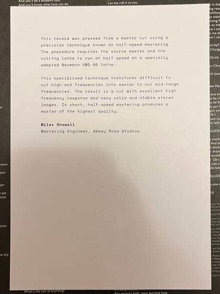 Paul McCartney & Wings – Band On The Run (50th Anniversary Edition, Half-Speed Mastering) – Letter – Audio Elite Colombia