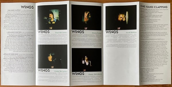 Paul McCartney & Wings – One Hand Clapping – Poster Back – Audio Elite Colombia