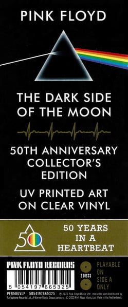 Pink Floyd – Dark Side of the Moon (50th Anniversary Collector’s Edition, Clear Vinyl) – Sticker – Audio Elite Colombia