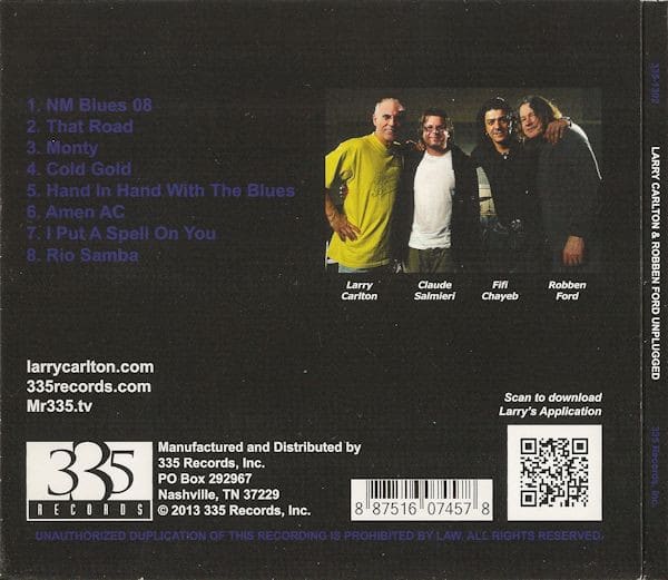 Larry Carlton & Robben Ford – Unplugged- CD Back – Audio Elite Colombia