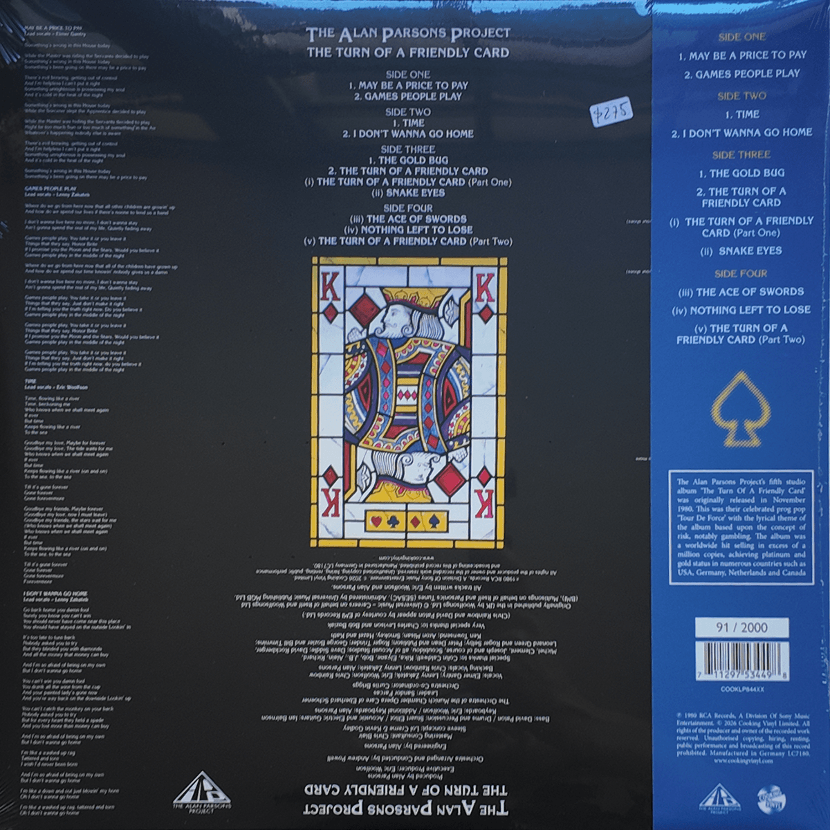 The Alan Parsons Project – The Turn Of A Friendly Card – CV45 Half-Speed Mastering – Back – Audio Elite Colombia