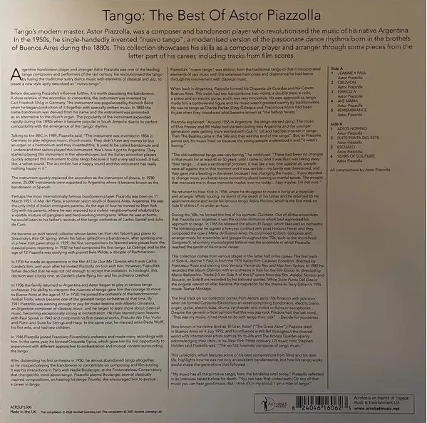 Astor Piazzolla – Tango The Best Of Astor Piazzolla – Back – Audio Elite Colombia